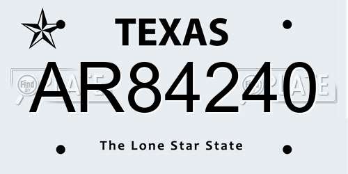 AR84240 Texas License Plate