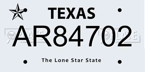 AR84702 Texas License Plate