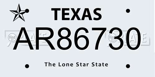 AR86730 Texas License Plate