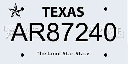 AR87240 Texas License Plate