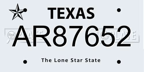 AR87652 Texas License Plate
