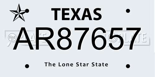 AR87657 Texas License Plate