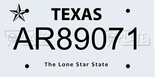 AR89071 Texas License Plate