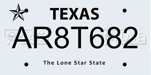 AR8T682 Texas License Plate