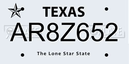 AR8Z652 Texas License Plate