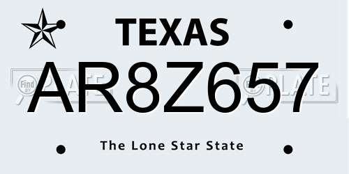 AR8Z657 Texas License Plate