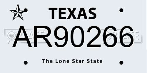 AR90266 Texas License Plate