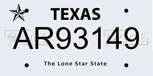 AR93149 Texas License Plate