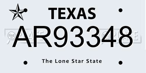 AR93348 Texas License Plate
