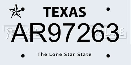 AR97263 Texas License Plate