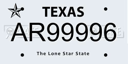 AR99996 Texas License Plate