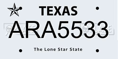 ARA5533 Texas License Plate