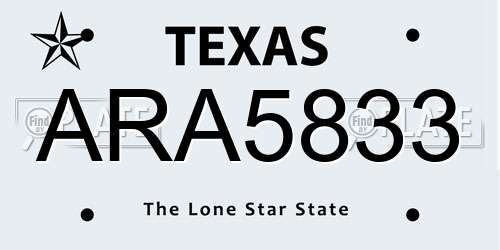 ARA5833 Texas License Plate