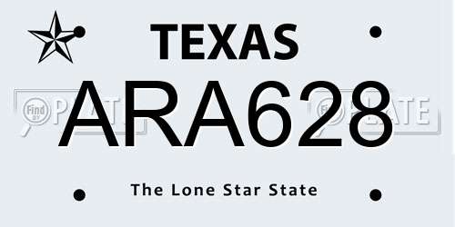 ARA628 Texas License Plate