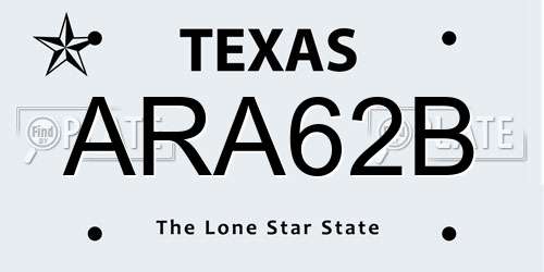 ARA62B Texas License Plate