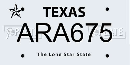 ARA675 Texas License Plate
