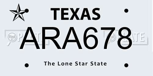 ARA678 Texas License Plate