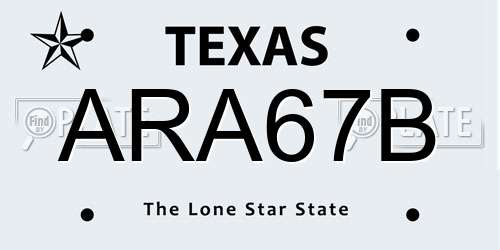ARA67B Texas License Plate