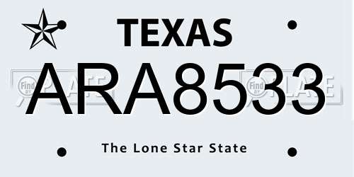 ARA8533 Texas License Plate