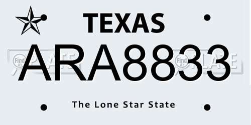 ARA8833 Texas License Plate