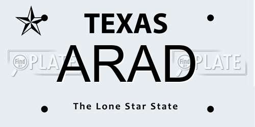 ARAD Texas License Plate