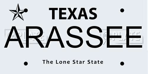 ARASSEE Texas License Plate