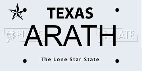 ARATH Texas License Plate