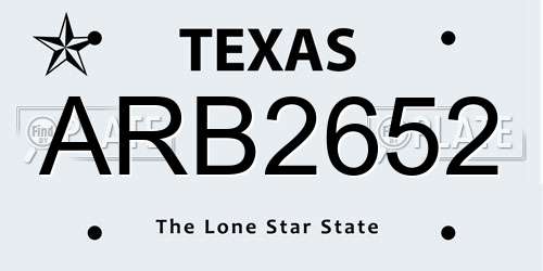 ARB2652 Texas License Plate