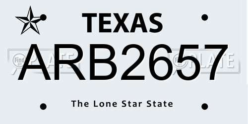 ARB2657 Texas License Plate