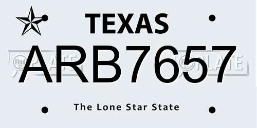 ARB7657 Texas License Plate