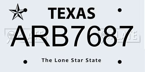 ARB7687 Texas License Plate
