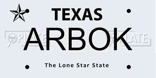 ARBOK Texas License Plate