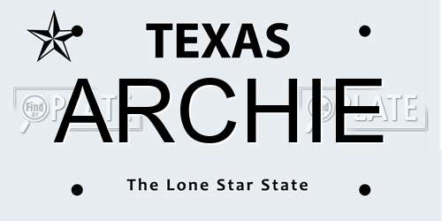 ARCHIE Texas License Plate
