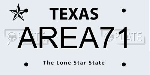 AREA71 Texas License Plate