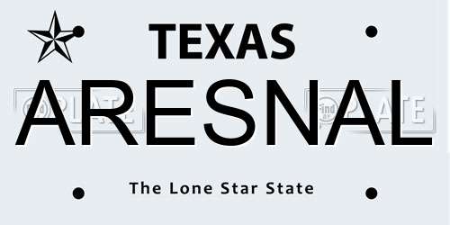 ARESNAL Texas License Plate
