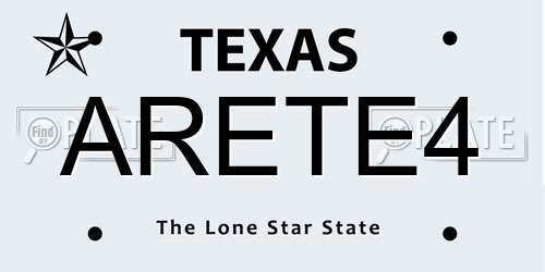 ARETE4 Texas License Plate
