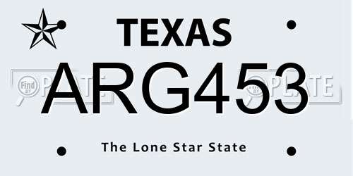ARG453 Texas License Plate