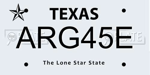 ARG45E Texas License Plate