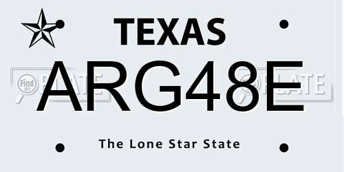 ARG48E Texas License Plate