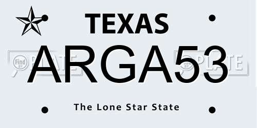 ARGA53 Texas License Plate