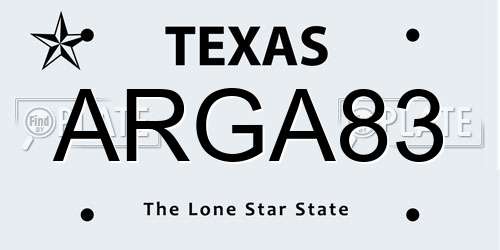 ARGA83 Texas License Plate