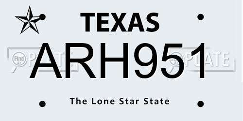 ARH951 Texas License Plate