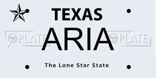 ARIA Texas License Plate
