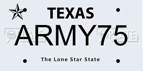 ARMY75 Texas License Plate