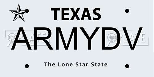 ARMYDV Texas License Plate
