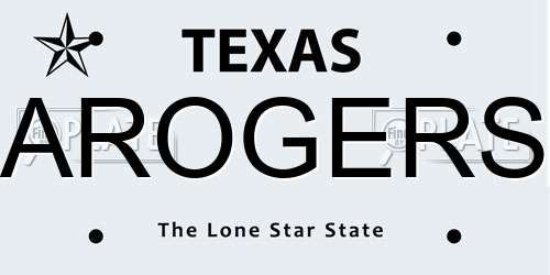 AROGERS Texas License Plate