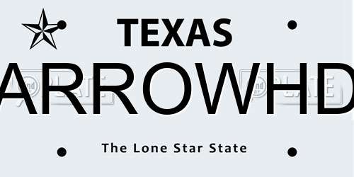 ARROWHD Texas License Plate