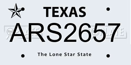 ARS2657 Texas License Plate