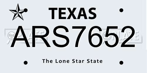 ARS7652 Texas License Plate