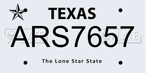 ARS7657 Texas License Plate